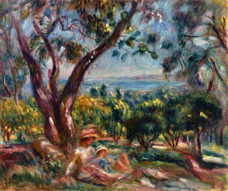 Pierre Auguste Renoir Cagnes Landscape with Woman and Child